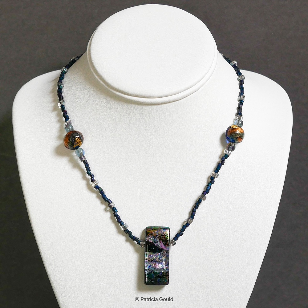 New - N29 - Handmade Dichroic glass necklace - One of a kind